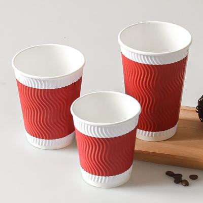 China Ripple Biodegradable Wholesale Disposable Wall Wanhuaxin Coffee Paper Cup Disposable Single Wall Paper Cups for sale