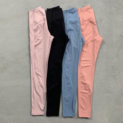 China QUICK DRY Wholesale Customize Logo Women's High Waist Sustainable Yoga Pants Recycled Soft Seamless Solid Tights High elasticity Leggings for sale