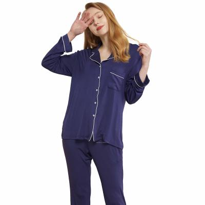 China Wholesale High Quality Custom Made Cotton Thermal Sleepwear Long Sleeve Bamboo Fabric Pajamas For Women for sale