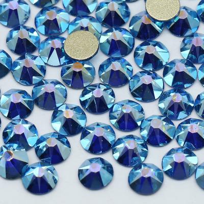 China Faceted Cut Flatback XULIN Capri AB Rhinestones Blue 8 Big 8 Small 16 Stone Non Hotfix Glass Rhinestone Gemstones for sale