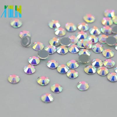 China Good Quality Shiny Crystal Color Flatback ab fix rhinestone hot flatback from manufacturer with strong glue back for sale