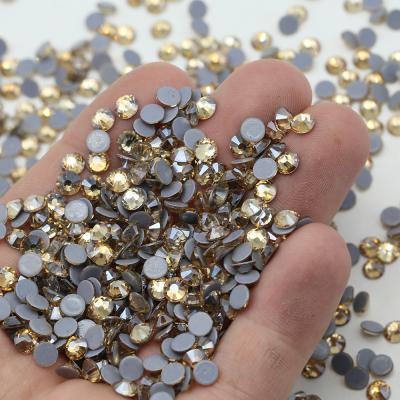 China High End Quality Flat Back Austrian Hotfix Rhinestone With Heavy Duty Glue, Shade Glass Rhinestone Gold Pearl SS3 To SS30 for sale