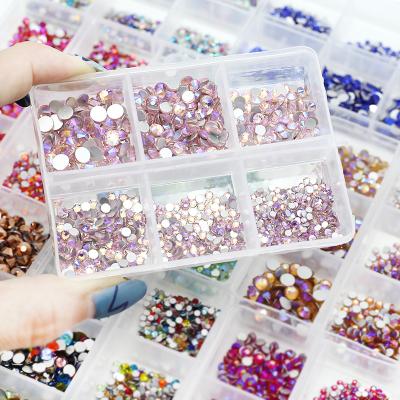 China Nail Art XULIN Mix Size and 6 Color Hoops Non Stone Nial Art Rhinestones For Nail Art Glass Hotfix Decoration for sale