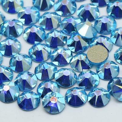 China Large 8 Small 16 Flatback XULIN 8 Round Difficulty Cut Flatback Green Blue Glass Rhinestones Non Hot AB Gemstones Crystals For Garment Accessory for sale