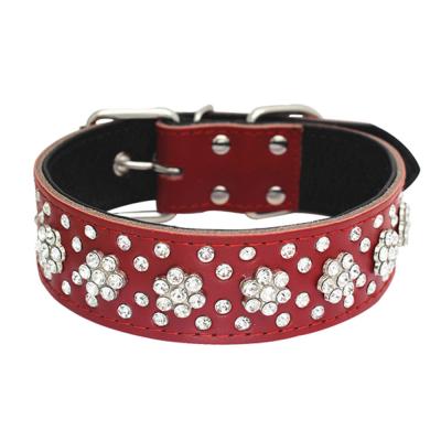 China Hello low dog collar custom chosen dropshipping diamond moQ cowhide set pet luxury pet collar supplies for sale