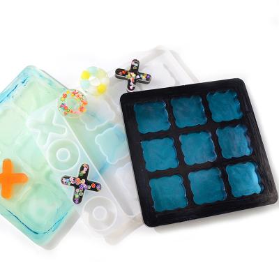 China Viable Hot Selling Silicone DIY XO Game Chess Moldes Crystal Silicon Resina Tac Toe Game Board Resin Molds Tick Resina For Childhood Fun for sale