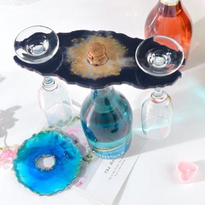 China Irregular Wine Silica Gel Shelf Resin Mold DIY Holder Mold Red Wine Mold Viable Epoxy Tray Wine Glass Shelf Coaster for sale