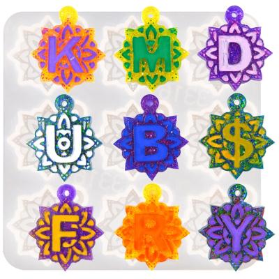 China Key Chain Molde De Silicon Para Resina de Mandala Pendant Resin Jewelry Molds Viable Alphabet Mixed Letter for Material Arts Crafts for sale