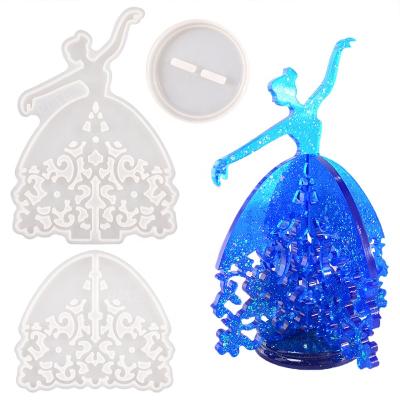 China Viable Ballet Dance Girl Molds Silicone Jewelry Display Holder Silicon Casting Kit Molds Necklace Earring Bracket Stand Epoxy Resin for sale