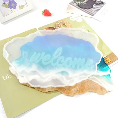 China DM117 DIY Irregular Viable Welcome Wall Hanging Door Plate Sign Resin Mold Silicone Mold For Crystal Decoration Crafts Epoxy for sale