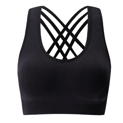 China Women's Breathable Cross Cup Tennis Dance Fitness Yoga Sports Back Wireless Detachable Bra Medium Support for sale