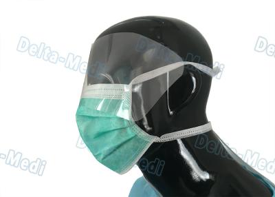 China Non Woven Tie On Protective Disposable Mouth Mask Fluid Resistant With Eye Shield for sale