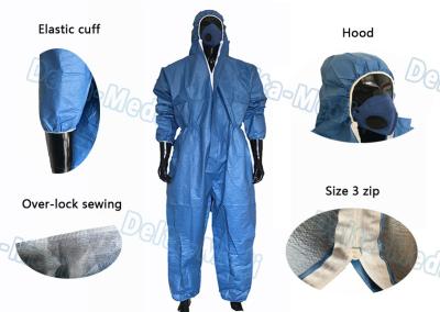 China Non Woven Disposable Protective Coveralls Elastic Wrists And Ankles for sale