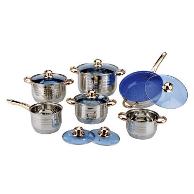 China Sustainable wholesale non-stick kitchenware 12 pieces stainless steel cookware set stainless steel pot for sale