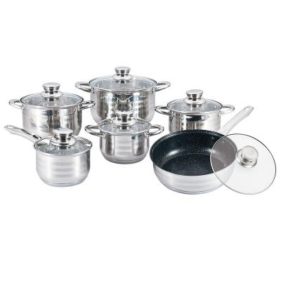 China Sustainable hot selling12pcs stainless steel cookware set for sale