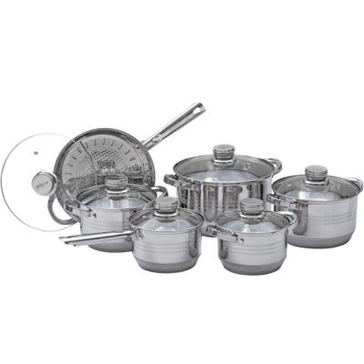 China Manufacturer Supply 12pcs Sustainable Top Selling Stainless Steel Cookware Set In Euro And South America Market for sale