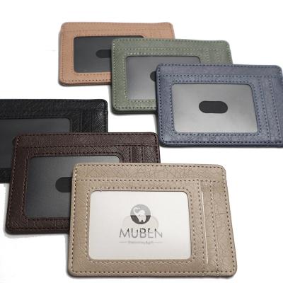 China 100% Eco-friendly Custom Logo Leather Slim Credit Card Wallet Holders for sale