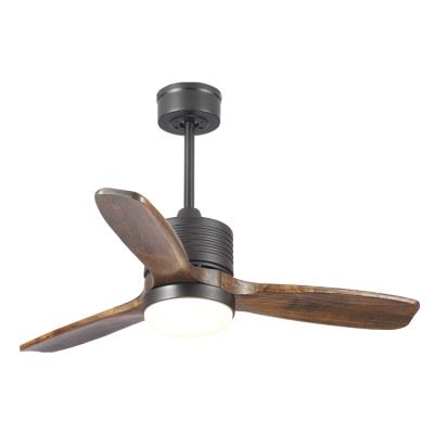 China Black remote control led light ceiling fan simple/modern modern small wooden blade for sale