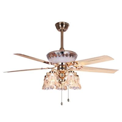 China Wholesale 5 Blades Luxury Metal 52 Inch Ceiling Fan With Light Luxury E27 Pull for sale