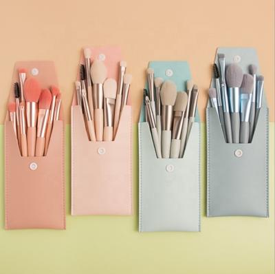 China Wholesale Durable 8pcs Mini Beauty Tools Makeup Brushes Matte Wooden Handle Portable Soft Hair Makeup Brush Set for sale