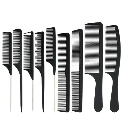 China For Professional Wholesale Home Salon Salon Custom Hairstyle Anti Static Logo Use Carbon Fiber Comb Black Straight Hair Combs For Barber Hair Cutting for sale