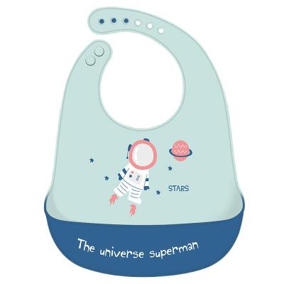 China Sustainable Bibs Mushie Silicone Baby Bib With Food Catcher for sale