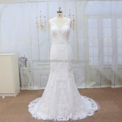 China Beautiful Elegant Anti-Static French Lace Bead Mermaid Wedding Dress for sale