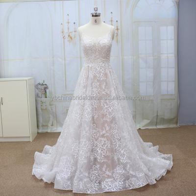 China 2022 Anti-Static Bridel Dress Wedding With Beautiful Romantic Lace Pattern And Beads Bridal Wedding Dress for sale