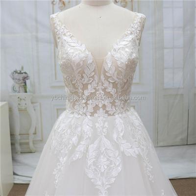 China Popular high quality anti-static lace with a line skirt weddingdress for sale