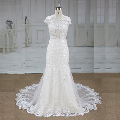 China Anti-Static French Over Lace With Heavy Beads Mermaid Style Wedding Dresses for sale