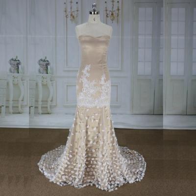 China Simple and elegant handmade wedding flower champagne color anti-static dress for sale