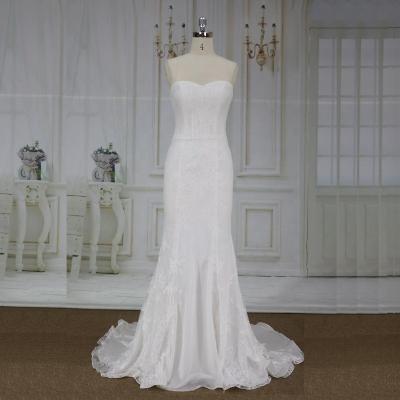 China 2019 anti-static simple with straight french lace neckline china wedding dress for sale