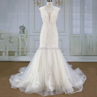 China Anti-Static Off Shoulder Lace Dresses With Small Beads And Heavy Backless Mermaid Wedding Style for sale