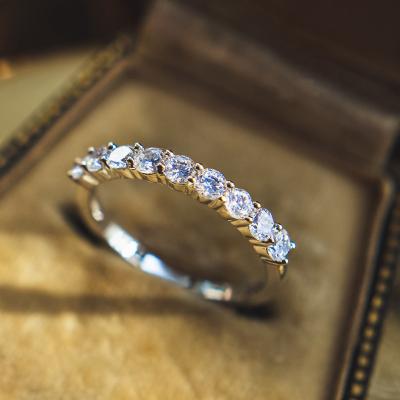 China Other 925 Silver Jewelry High Quality Simple Row CZ Wedding Rings For Wife Gift for sale