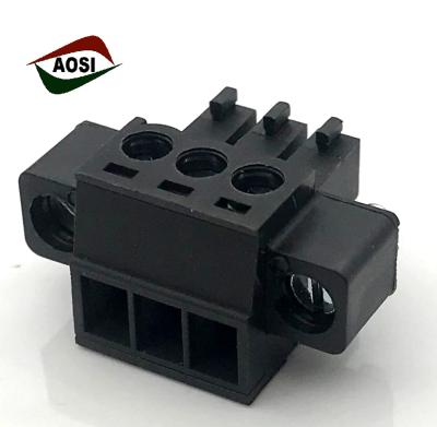 China PCB plug in socket cable connector terminal block 3.5mm pitch female power connector with screw hole 30A UL EC381VM for sale