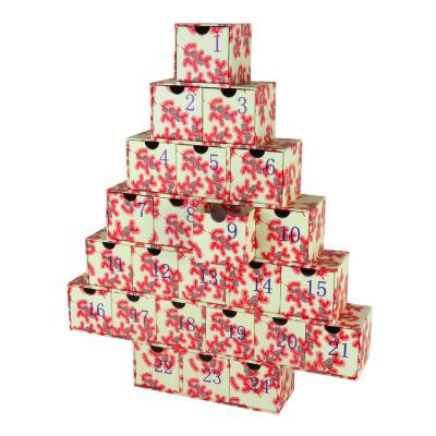 China Handmade Gorgeous Packaging Box For Favor Gifted Skincare Fragrance Christmas Tree Shaped Advent Calendar for sale