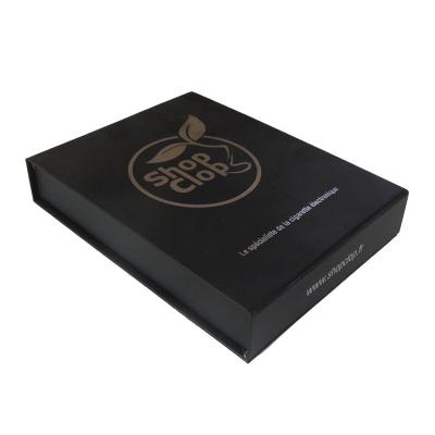 China Customized Luxury Handmade Logo Matt Black Cardboard Packaging Gift Box With Magnetic Closure Lid for sale