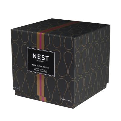 China Biodegradable Black Soft Touch Finish Rigid Recycled Scented Cardboard Packaging Gift Candle Box With Foil Logo for sale