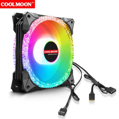 China Computer Case COOLMOON 120mm PC Fan PWM ARGB FAN Dual Ring Computer Case RGB Low Noise High Speed ​​Fans For CPU Cooler for sale