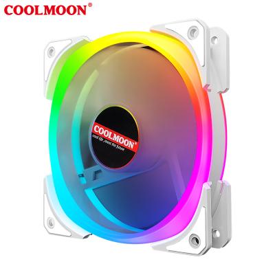 China Cooler Double-Oval-S White Lights Dual-Oval-S Sync Lights Motherboard ARGB Fan 120mm 12V PWM Case CPU COOLMOON Computer CPU Air Cooling Fan for sale