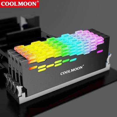 China Desktop Computer Memory Without Casing COOLMOON RA-2 RAM Cooler Crystal Colorful Memory Module Surface Lights 5V ARGB Shell Cooling Desktop RAM Heatsink for sale