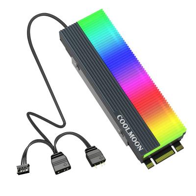 China 2280 M.2 SSD COOLMOON PC M.2 SSD Cooler 5V ARGB Motherboard Sync Led Shell Luminous Radiator Aluminum Heatsink for 2280 for sale