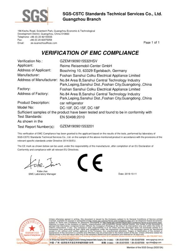 EMC - Foshan Sanshui Colku Electrical Appliance Ltd.