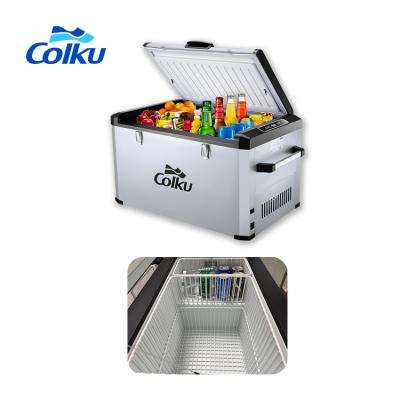 China High Efficiency Colku Brand Car Removable Portable Fridge Freezer With 60 Liter Capacity Automotive Electric Cooler Box for sale