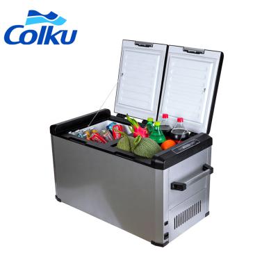 China Efficient Low Noise Freezer 12v 24v High Efficiency Car Beverage Fridge Outdoor Camping Portable Cooler Box for sale