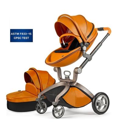 China 2021 Cotton Mum Hot Stroller Hot Mum 3 in Prams 1 Travel System Baby Carriage with Combo Bassinet, Brown, Baby Tender Gift for sale