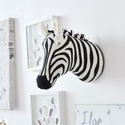 China Zebra/Elephant/Giraffe Main 3D Plush Wall Mount Animals Stuffed Toys Children Kids Room Wall Hanging Decoration Birthday Christmas Gift for sale