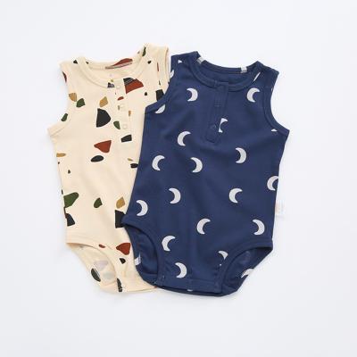 China Spandex/Cotton Customize Wholesale Summer Boutique Newborn Infant Baby Onesie Sleeveless Romper for sale