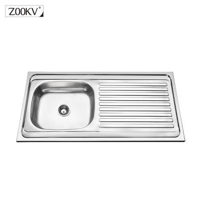 China With Faucet Above Counter 304 Stainless Steel Single Bowl Kitchen Sink With Drainer for sale