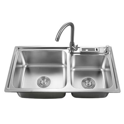 China With Faucet Size And Material Can Customize Restaurant Commercial Kitchen Double Bowl Kitchen Sink Stainless Steel for sale